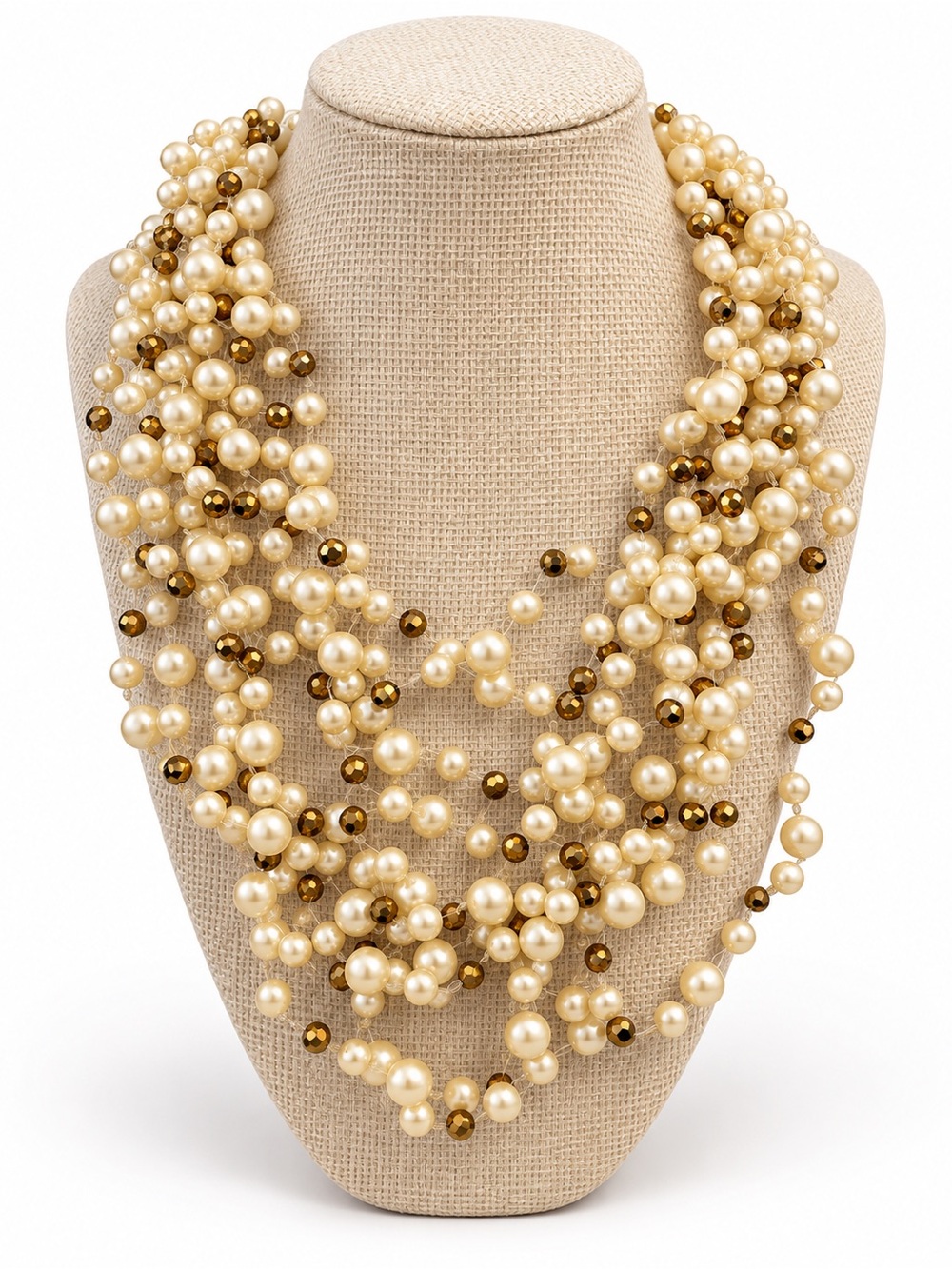VAN GALZ Swarovski Crystal Pearl Cascading Statement Necklace